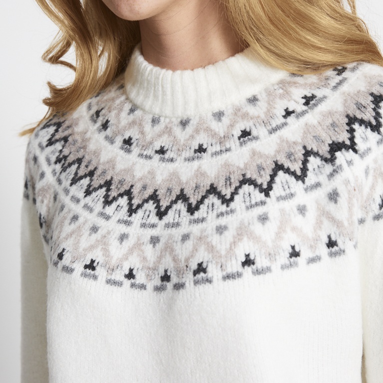 Pattern knit sweater "Britta" Off white
